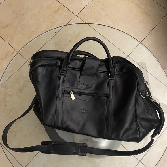 Roots Canada Black Genuine Leather Duffle Bag - Picture 2 of 13